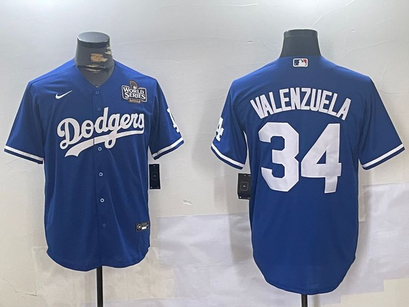 Men Los Angeles Dodgers 34 Valenzuela Blue Game 2024 Nike MLB Jersey style 11202
